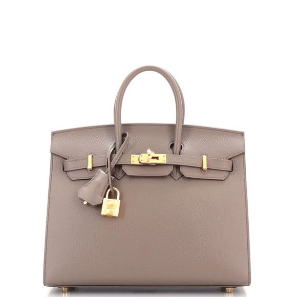 Hermes Handbags - Hermes Birkin Sellier Bag Etain Epsom with Gold Hardware 25 Gray